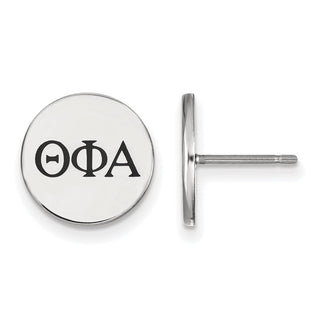 Sterling Silver Rhodium-plated LogoArt Theta Phi Alpha Sorority Greek Letters Black Enamel Post Earrings