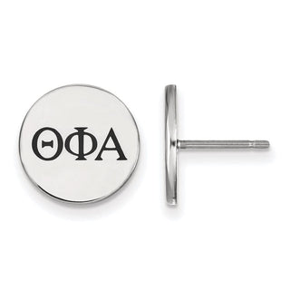 Sterling Silver Rhodium-plated LogoArt Theta Phi Alpha Sorority Greek Letters Black Enamel Post Earrings