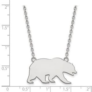 10k White Gold LogoArt University of California Berkeley Bear Large Pendant 18 inch Necklace