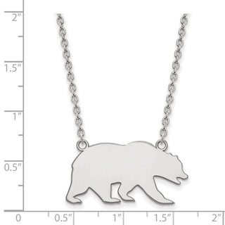 14k White Gold LogoArt University of California Berkeley Bear Large Pendant 18 inch Necklace
