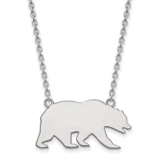 14k White Gold LogoArt University of California Berkeley Bear Large Pendant 18 inch Necklace