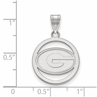 Sterling Silver Rhodium-plated LogoArt University of Georgia Letter G Small Circle Pendant