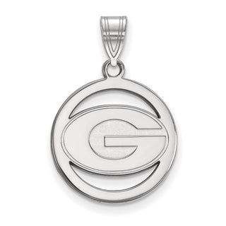 Sterling Silver Rhodium-plated LogoArt University of Georgia Letter G Small Circle Pendant