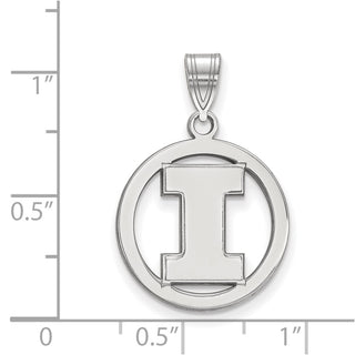 Sterling Silver Rhodium-plated LogoArt University of Illinois Letter I Medium Circle Pendant