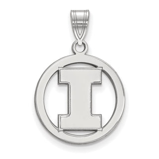 Sterling Silver Rhodium-plated LogoArt University of Illinois Letter I Medium Circle Pendant