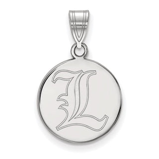 10k White Gold LogoArt University of Louisville Letter L Medium Disc Pendant