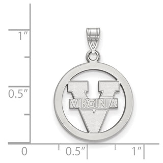 Sterling Silver Rhodium-plated LogoArt University of Virginia Small Circle Pendant