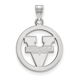 Sterling Silver Rhodium-plated LogoArt University of Virginia Small Circle Pendant