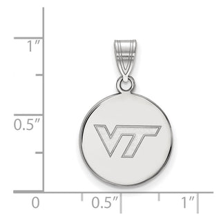 Sterling Silver Rhodium-plated LogoArt Virginia Tech V-T Medium Disc Pendant