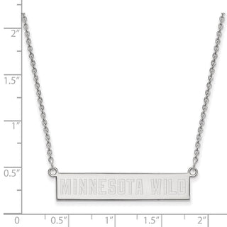 Sterling Silver Rhodium-plated NHL LogoArt Minnesota Wild Small Bar 18 inch Necklace