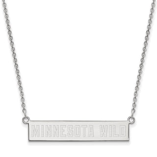Sterling Silver Rhodium-plated NHL LogoArt Minnesota Wild Small Bar 18 inch Necklace