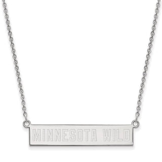 Sterling Silver Rhodium-plated NHL LogoArt Minnesota Wild Small Bar 18 inch Necklace