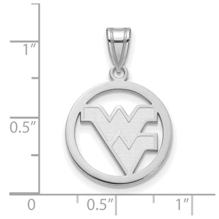 Sterling Silver Rhodium-plated LogoArt West Virginia University W-V Medium Circle Pendant
