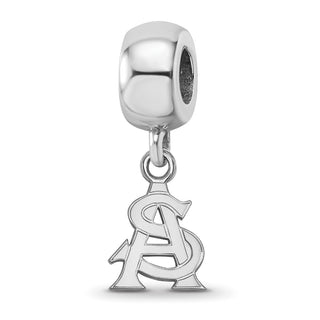 Sterling Silver Rhodium-plated LogoArt Arizona State University A-S Extra Small Dangle Bead Charm