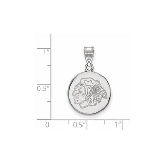 14k White Gold NHL LogoArt Chicago Blackhawks Medium Disc Pendant