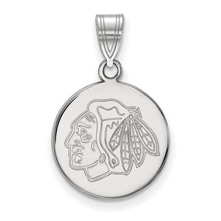 14k White Gold NHL LogoArt Chicago Blackhawks Medium Disc Pendant