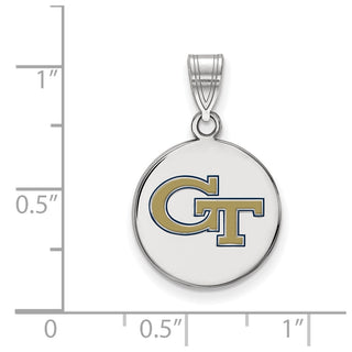 Sterling Silver Rhodium-plated LogoArt Georgia Institute of Technology G-T Medium Enameled Disc Pendant