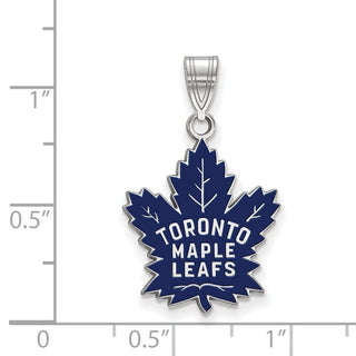 Sterling Silver Rhodium-plated NHL LogoArt Toronto Maple Leafs Large Enameled Pendant