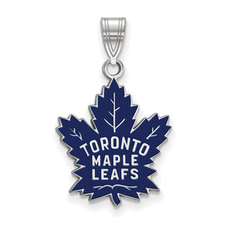 Sterling Silver Rhodium-plated NHL LogoArt Toronto Maple Leafs Large Enameled Pendant