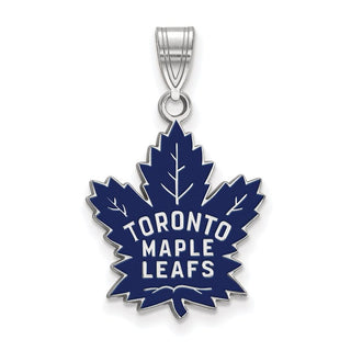 Sterling Silver Rhodium-plated NHL LogoArt Toronto Maple Leafs Large Enameled Pendant