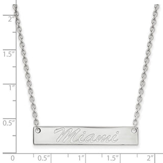 Sterling Silver Rhodium-plated LogoArt Miami University Ohio Small Bar 18 inch Necklace SS034MU-18