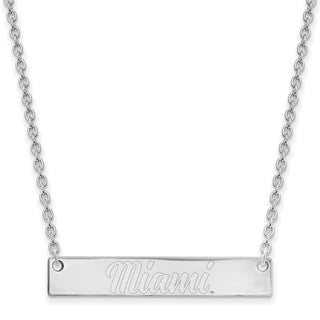 Sterling Silver Rhodium-plated LogoArt Miami University Ohio Small Bar 18 inch Necklace SS034MU-18