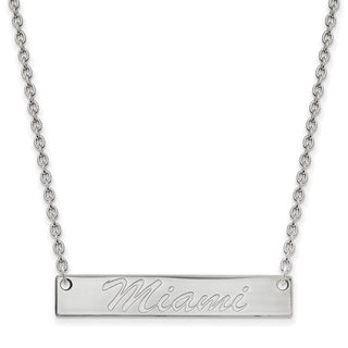 Sterling Silver Rhodium-plated LogoArt Miami University Ohio Small Bar 18 inch Necklace SS034MU-18