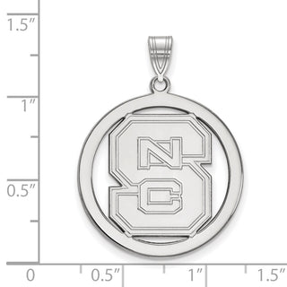 Sterling Silver Rhodium-plated LogoArt North Carolina State University N-C-S Large Circle Pendant