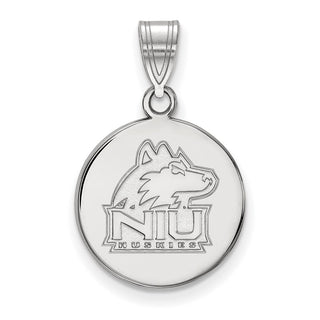 Sterling Silver Rhodium-plated LogoArt Northern Illinois University N-I-U Huskies Medium Disc Pendant