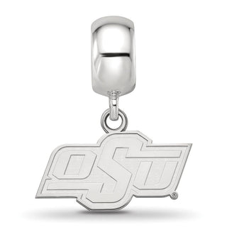 Sterling Silver Rhodium-plated LogoArt Oklahoma State University O-S-U Extra Small Dangle Bead Charm