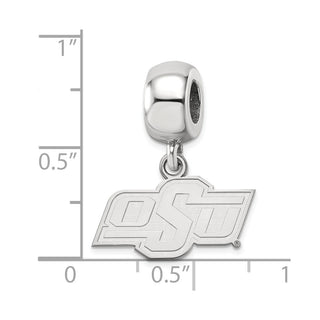 Sterling Silver Rhodium-plated LogoArt Oklahoma State University O-S-U Extra Small Dangle Bead Charm