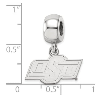Sterling Silver Rhodium-plated LogoArt Oklahoma State University O-S-U Extra Small Dangle Bead Charm