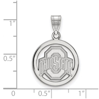 Sterling Silver Rhodium-plated LogoArt The Ohio State University Med Circle Pendant