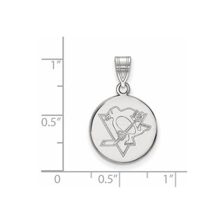 14k White Gold NHL LogoArt Pittsburgh Penguins Medium Disc Pendant