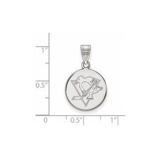 14k White Gold NHL LogoArt Pittsburgh Penguins Medium Disc Pendant