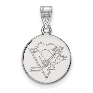 14k White Gold NHL LogoArt Pittsburgh Penguins Medium Disc Pendant