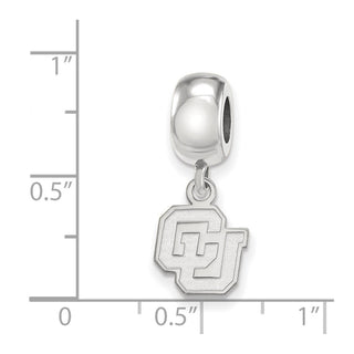 Sterling Silver Rhodium-plated LogoArt University of Colorado C-U Extra Small Dangle Bead Charm