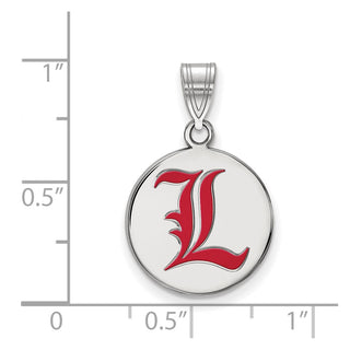 Sterling Silver Rhodium-plated LogoArt University of Louisville Letter L Medium Enameled Disc Pendant