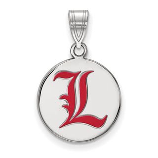 Sterling Silver Rhodium-plated LogoArt University of Louisville Letter L Medium Enameled Disc Pendant