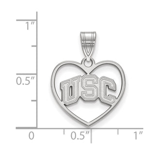 Sterling Silver Rhodium-plated LogoArt University of Southern California U-S-C Heart Pendant