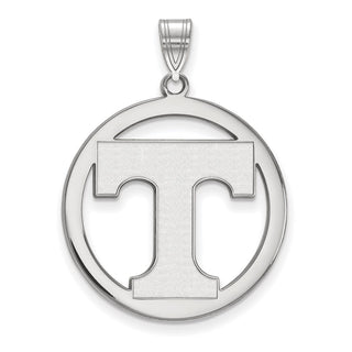 Sterling Silver Rhodium-plated LogoArt University of Tennessee Letter T Extra Large Circle Pendant