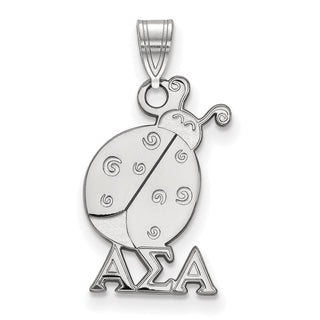 Sterling Silver Rhodium-plated LogoArt Alpha Sigma Alpha Sorority Symbol Small Pendant