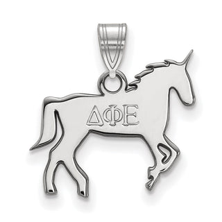 Sterling Silver Rhodium-plated LogoArt Delta Phi Epsilon Sorority Symbol Small Pendant