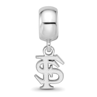 Sterling Silver Rhodium-plated LogoArt Florida State University F-S Extra Small Dangle Bead Charm
