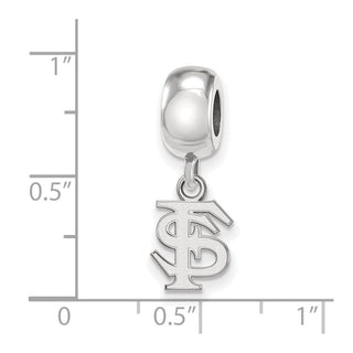 Sterling Silver Rhodium-plated LogoArt Florida State University F-S Extra Small Dangle Bead Charm