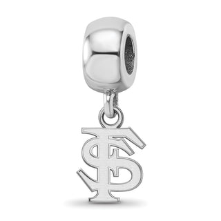 Sterling Silver Rhodium-plated LogoArt Florida State University F-S Extra Small Dangle Bead Charm