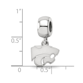 Sterling Silver Rhodium-plated LogoArt Kansas State University Wildcat Extra Small Dangle Bead Charm
