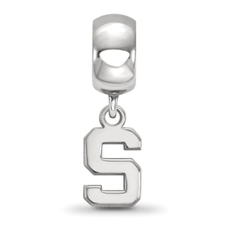 Sterling Silver Rhodium-plated LogoArt Michigan State University Letter S Extra Small Dangle Bead Charm
