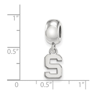 Sterling Silver Rhodium-plated LogoArt Michigan State University Letter S Extra Small Dangle Bead Charm