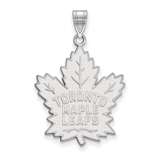 Sterling Silver Rhodium-plated NHL LogoArt Toronto Maple Leafs Extra Large Pendant